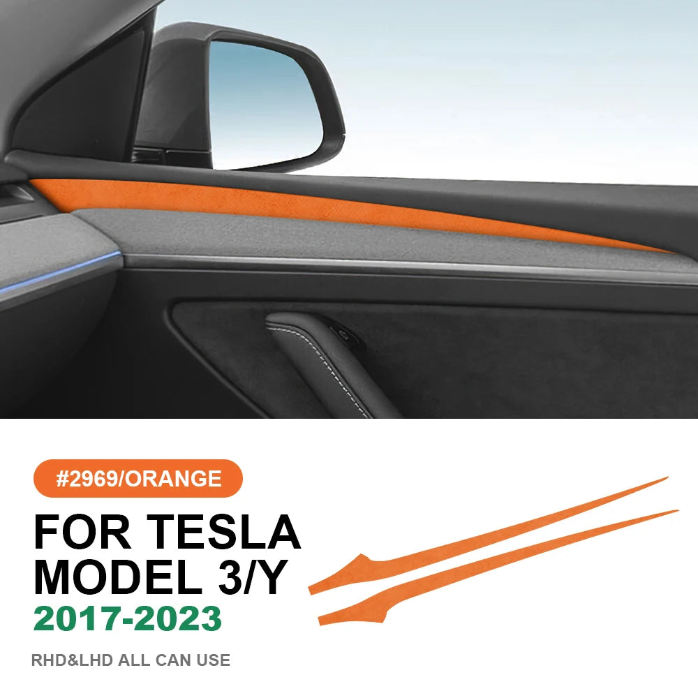Italian Top Suede Car Dashboard Moulded Trim Sticker For Tesla Model 3 Model Y 2018 2019 2020 2021 2022 2023 Decor Accessories