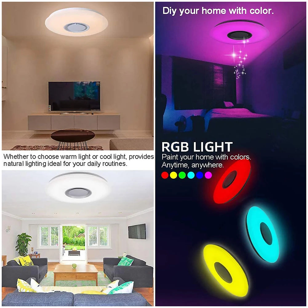 Intelligent LED Lamp with Speaker RGB Home Decoration Light Dimmable Bluetooth-compatible Remote Control for Bedroom Living Room