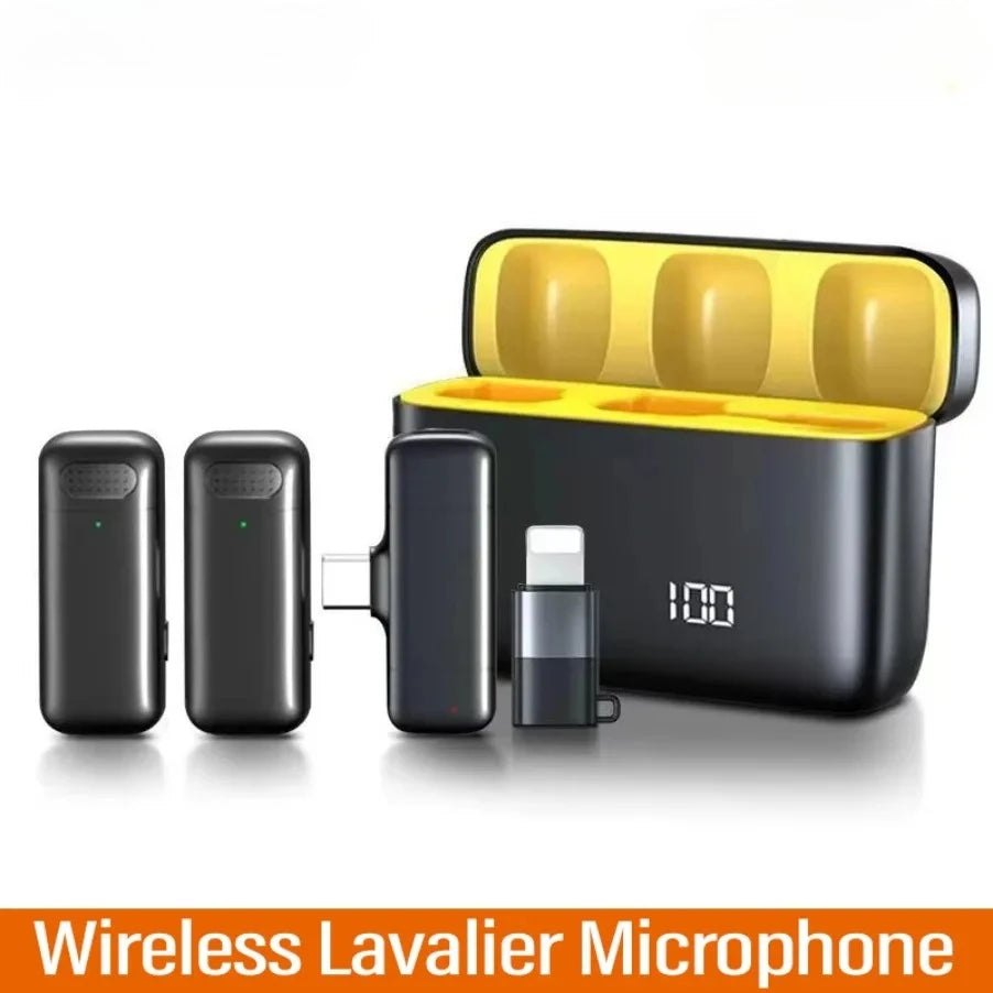 Wireless Lavalier Microphone Mini Portable Noise Reduction Audio Video Recording Microphone For iPhone Android With Charging Box