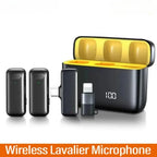 Wireless Lavalier Microphone Mini Portable Noise Reduction Audio Video Recording Microphone For iPhone Android With Charging Box
