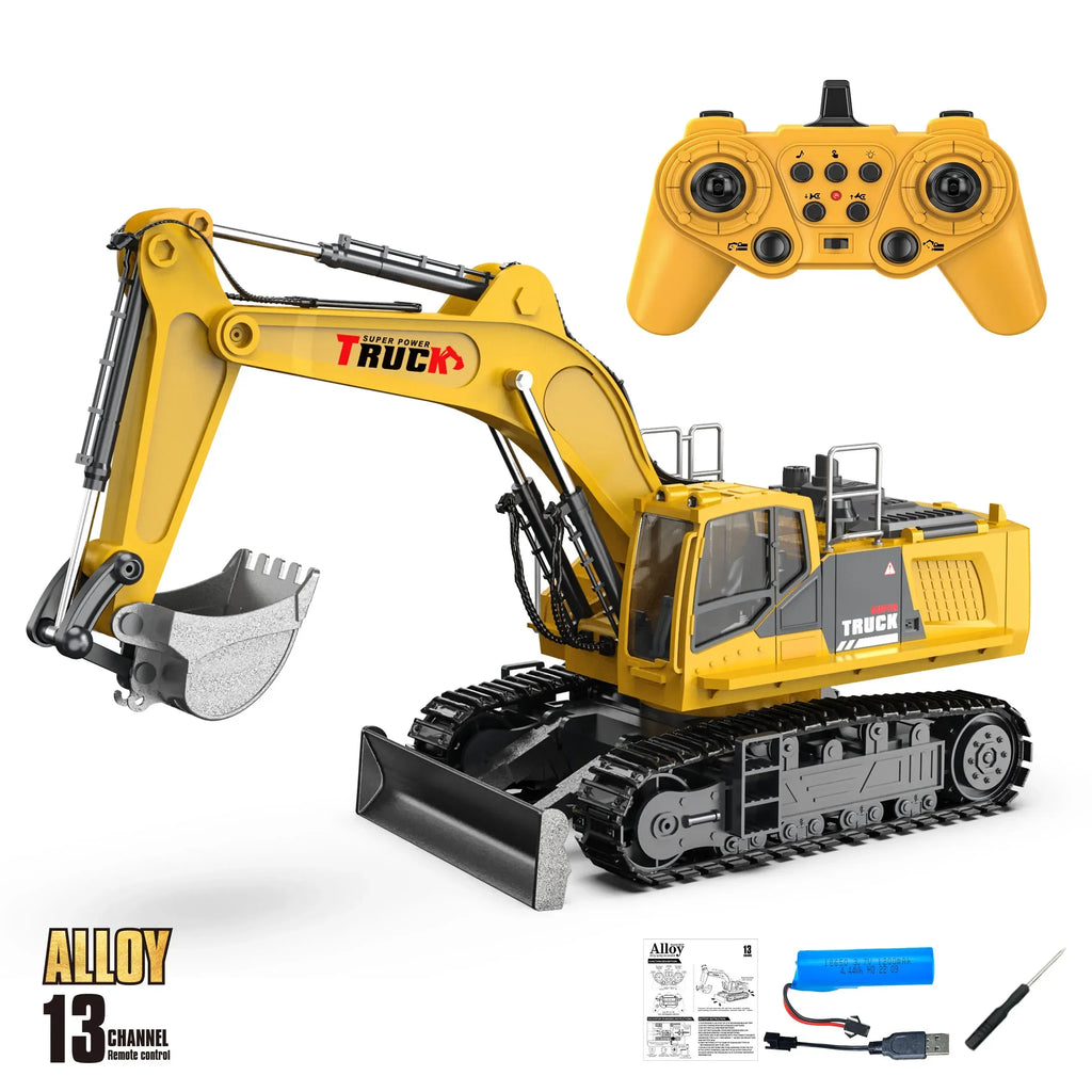 Alloy Rc Car 15/13Ch Remote Control Excavator Radio-Control Truck Construction Vehicle Simulated Model Children Xmas Gift