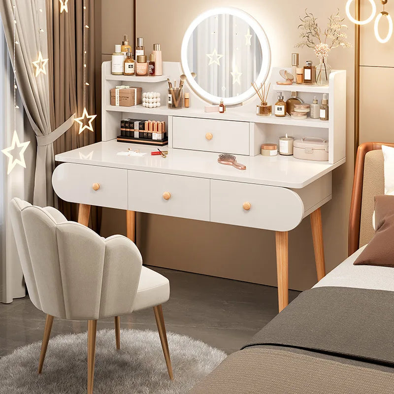 Dressing Table, Bedroom,Simple Modern Small Apartment, Bedside Storage Cabinet,Integrated Makeup Table, Nail Salon Makeup Table