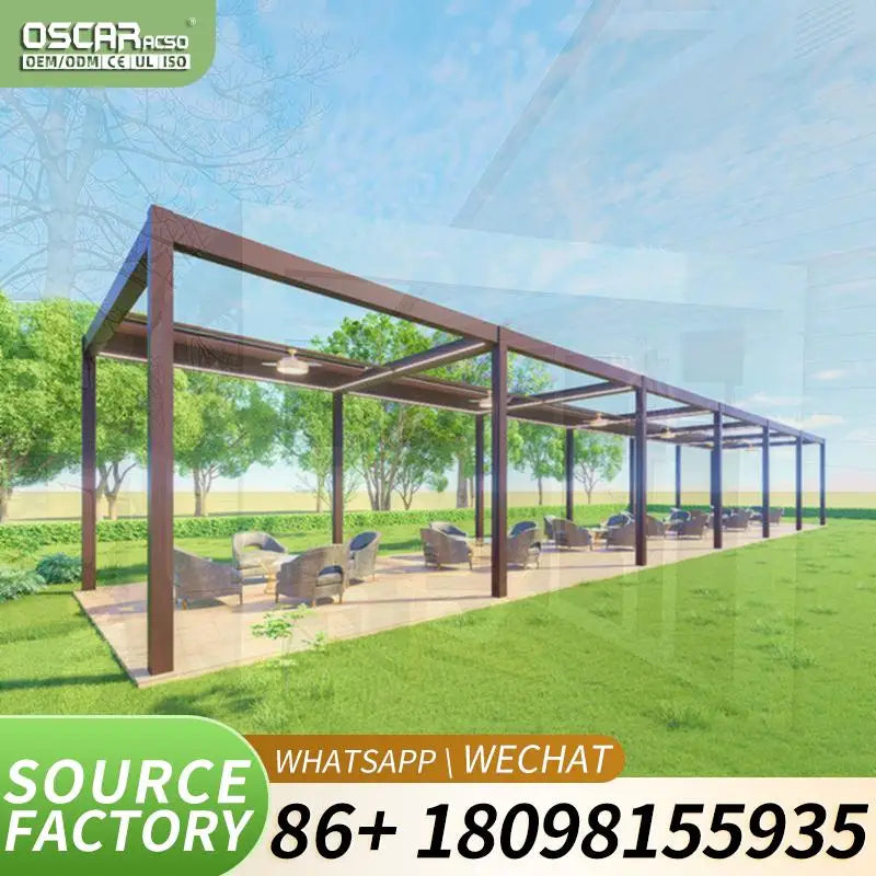 Motorized Opening Roof Waterproof Aluminum Carport Bioclimatic Garden Pergola with Automatic Function and Weather Resistant Desi