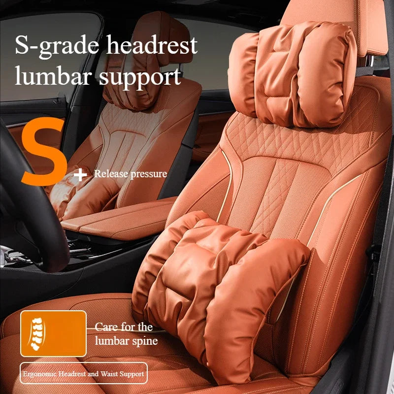 Advanced Sensory Bubble Cotton Car Headrest Anti-Stain Leather Neck Pillow And Waist Cushion Set for Mazda MX5 CX3 CX8 MX-5 CX30
