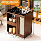 Mobile tea table Small tea table Kettle integrated tea cabinet Solid wood coffee table Tea cart Brewing tea table
