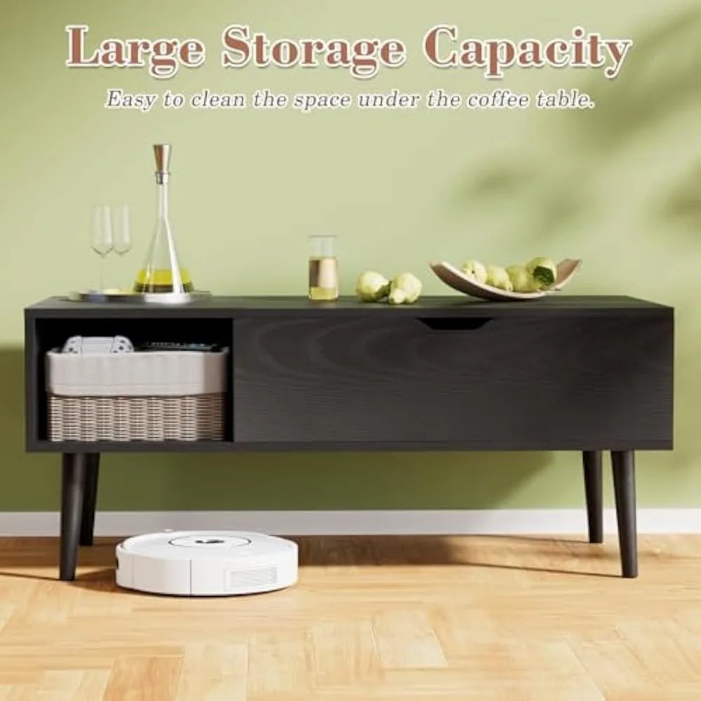 Wood Lift Top Coffee Table with Hidden Compartment and Large Storage Shelf, Lift Tabletop Dining Center Table for Home Living R