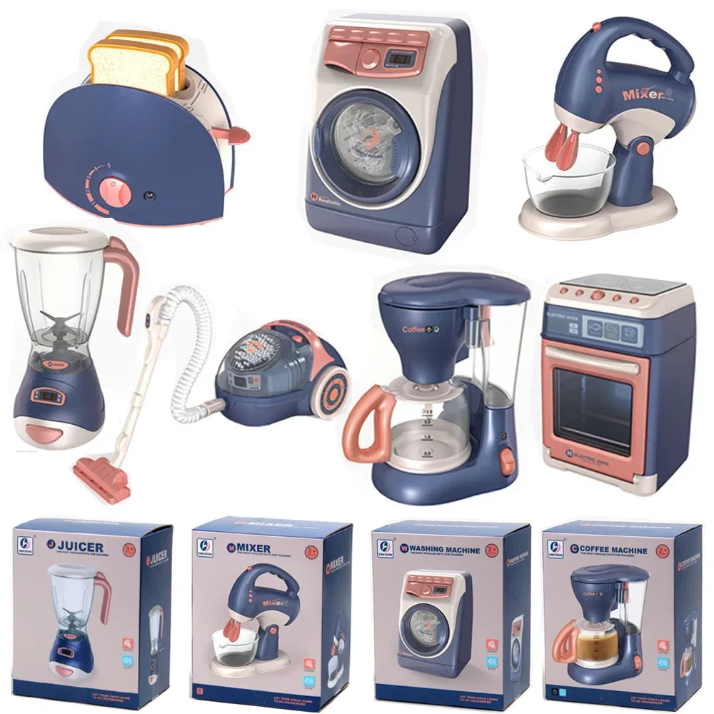Children Kitchen Toy Simulation Washing Machine Bread Maker Oven Microwave Play House Role Play Interactive Toys Pretend Play