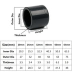 1PC 20~63mm Dark Grey UPVC Pipe Connector Straight Elbow Tee Garden Irrigation DIY Accessories Aquarium Water Tank Supply Joints
