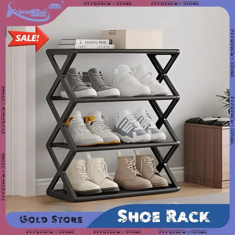 Home Shoe Shelf Organizer Sturdy 4 Tier Shoe Rack Foldable Dustproof Storage for Entryway Bedroom Closet Space Saving Organizer