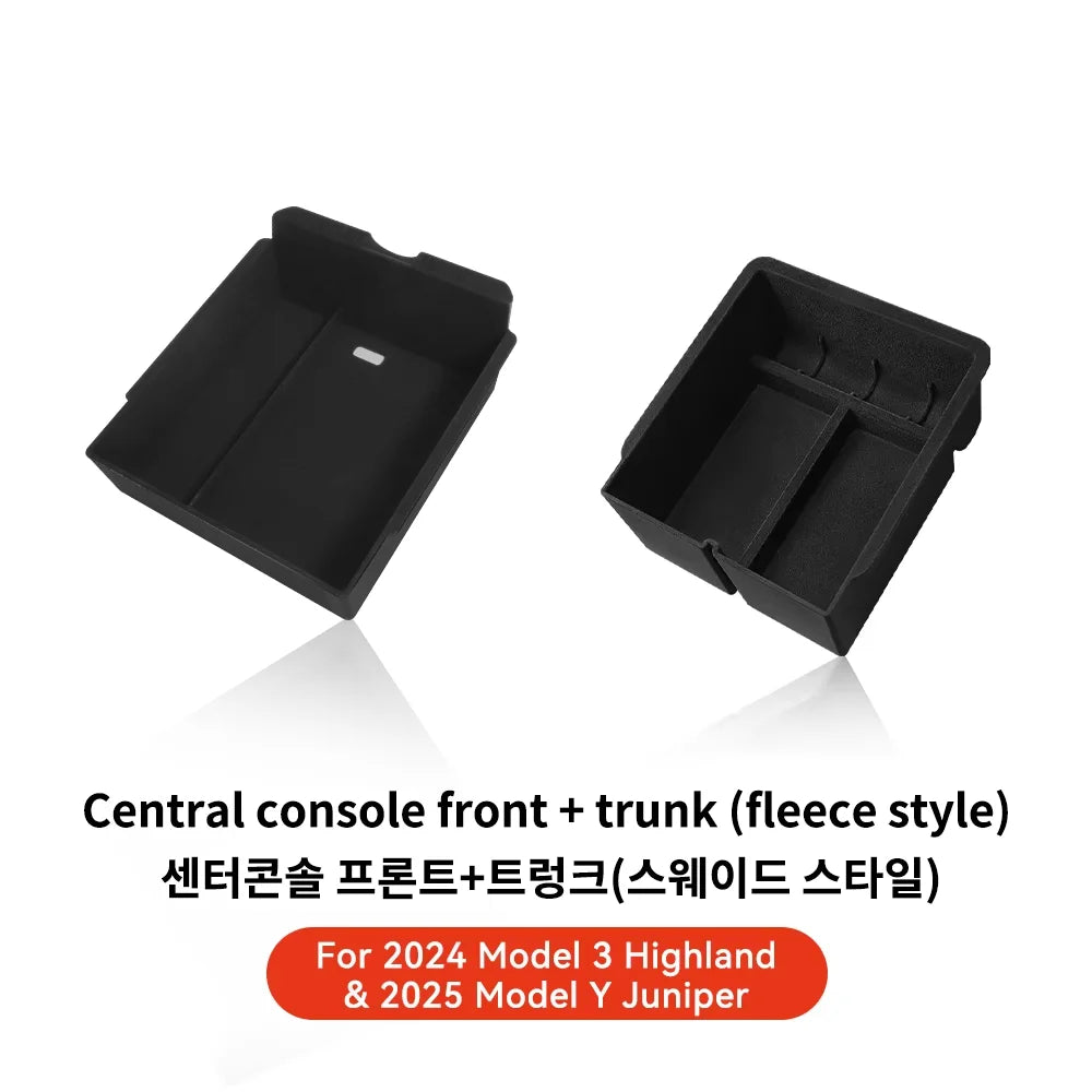 YZ For Tesla Model 3 Highland 2024 Model Y Juniper 2025 Storage Box Center Armrest Hidden Box Cup Holder Organizer Accessories