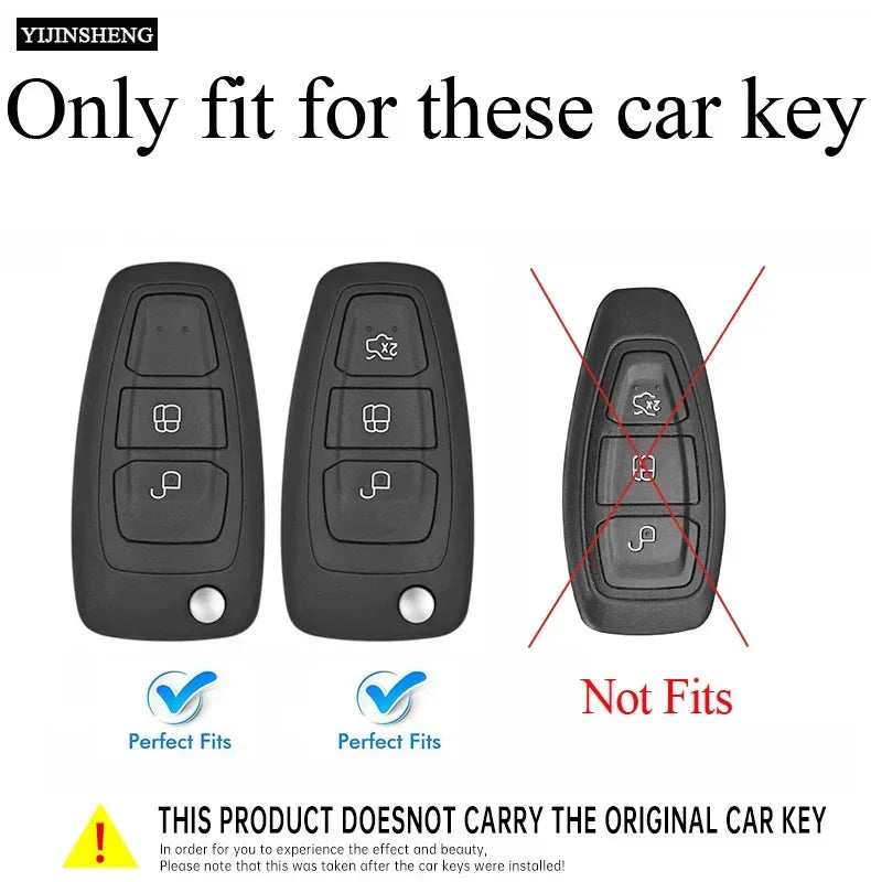 Zinc Alloy + Silicone Car Key Case Cover for Ford Fiesta Ranger C-Max S-Max Focus 3 4 Galaxy Mondeo Transit Tourneo Custom MK4