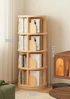 360 Degree Rotatable Solid Wood Bookshelf Simple Home Storage Rack Easy Assembly Living Room Bookcase for Household Use