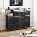 9 Drawer Storage Bedroom Dresser TV Stand |   Multi-Functional with Built-in Charging Station Tall Dresser for Closet O