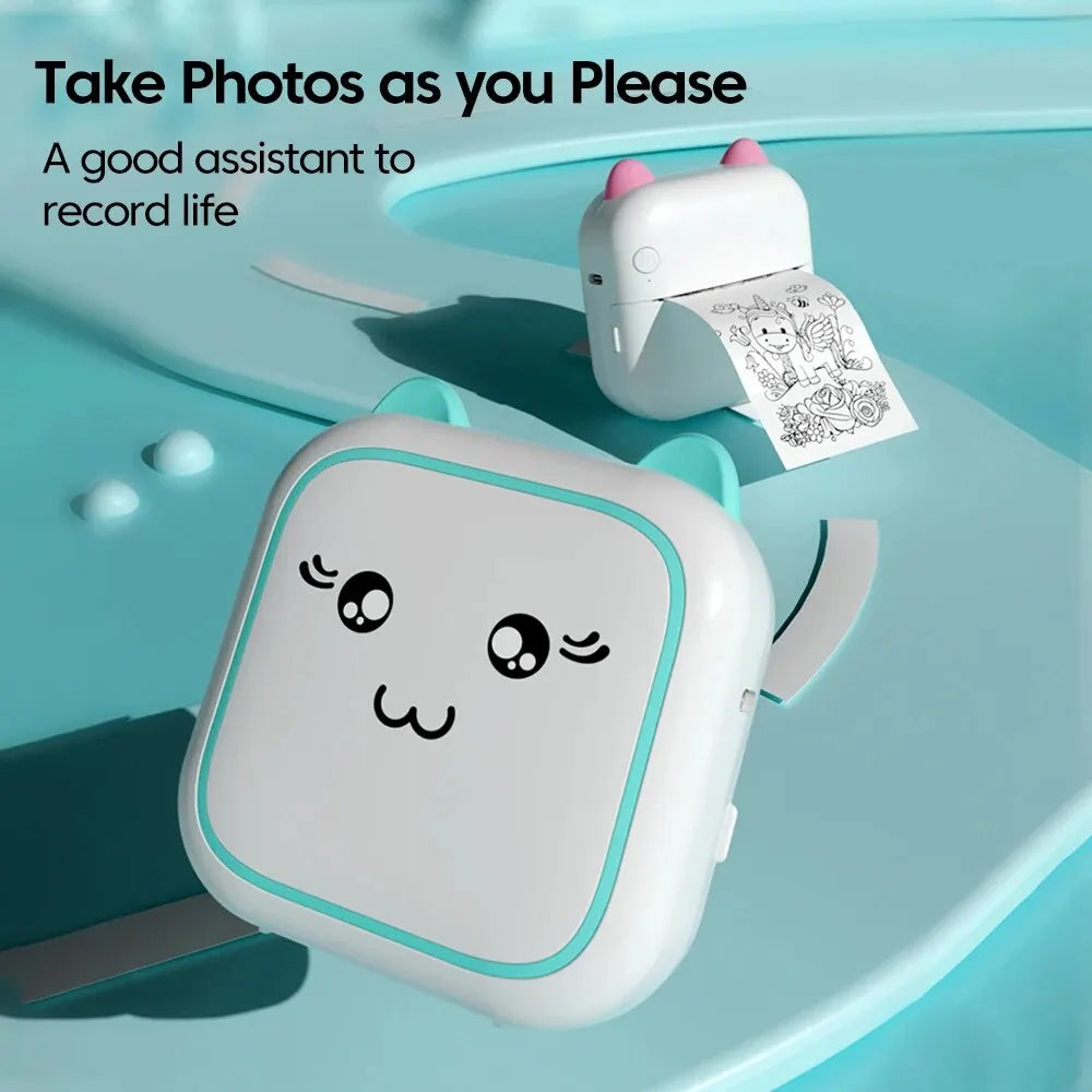Portable Mini Thermal Photo Printer Cordless Label Printer Rechargeable Design Compact for Text Photos and Symbols for Printing