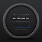 Full Leather Cover for All Seasons Auto Steering Wheel Cover Ultra-Thin Non-Slip Round Breathable Car Steering Wheel Protector