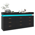 9 Drawer Dresser with LED Light & Charging Station, Modern Chest of Drawers for Closet, 63" Wide Drawer Organizer Cabinet