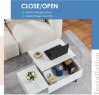 39"Wood Lift Top Coffee Table with Hidden Compartment Wood Coffee Desk with Storage Shelf Lift Tabletop Dining(White)