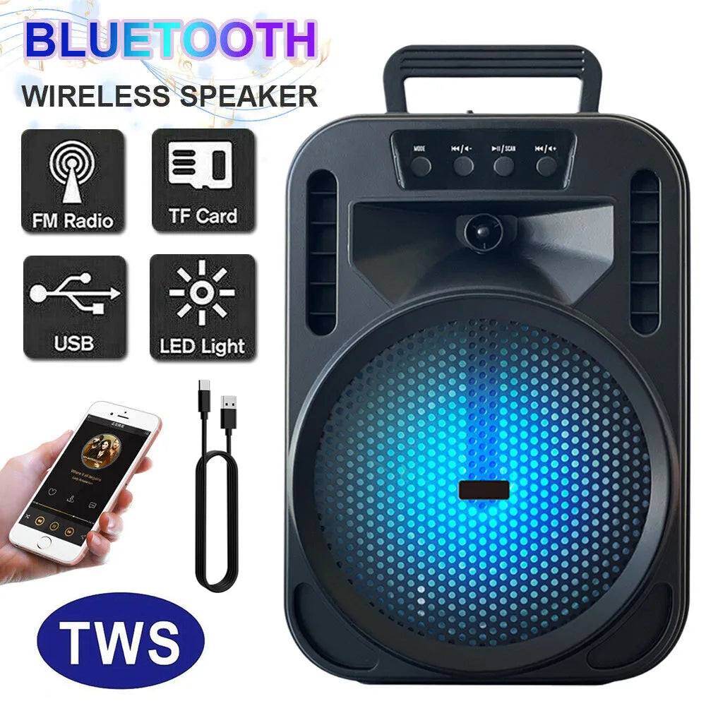 6.5" Portable Bluetooth Speaker | Heavy Bass Subwoofer with Party LED Lights