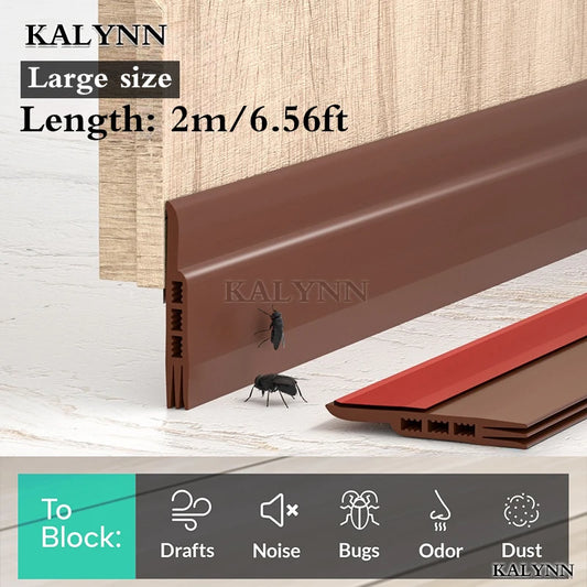 2 Meters Long Rubber Door Bottom Weatherstripping,6.56 Feet Door Draft Stopper,Under Door Sweep for Exterior & Interior Doors ﻿
