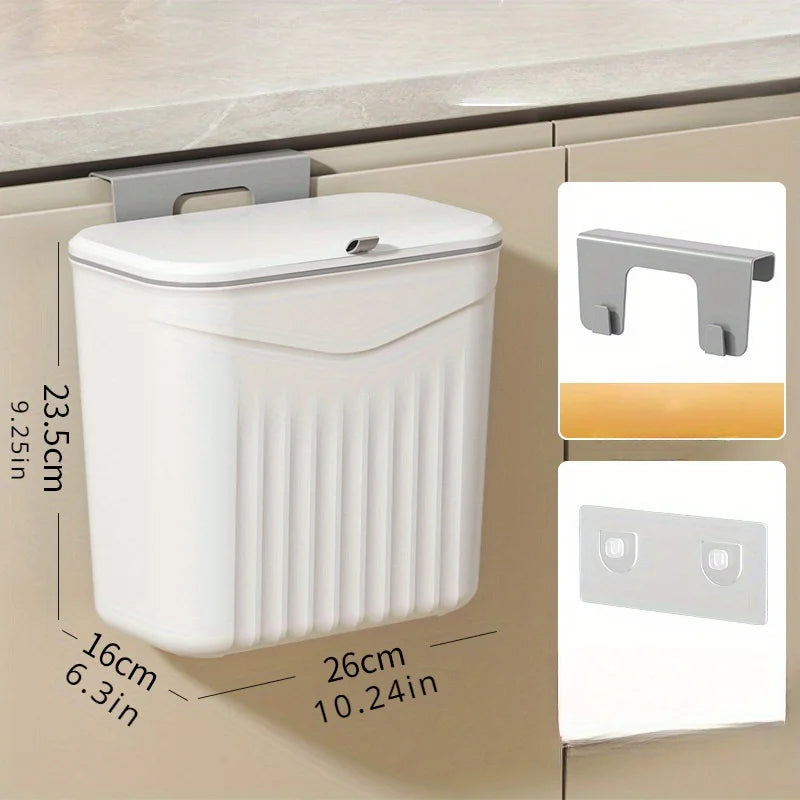 Kitchen Trash with Cover Home Cupboard Door Wall-mounted Hanging Creative Storage Toilet Bathroom Paper Basket Papelera