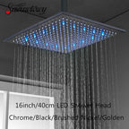 304 Stainless Steel 16 Inch Rain Shower Head Square Led Light Shower Faucet 40cm Rain Shower multiple styles Bathroom Faucet