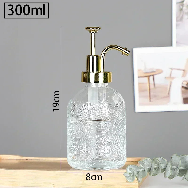 Nordic Relief Glass Shampoo Bottle Hotel Bathroom Accessories Pressing Type Soap Dispenser Home Shampoo Dispenser Bottles