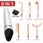 6 IN 1 High Frequency Electrode Wand w/Neon Electrotherapy Glass Tube Spot Acne Remover Skin Care Face Hair Salon Beauty Device
