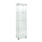 Modern 64.5'' Contemporary 4-Shelf Case Glass Display Cabinet In Clear With Door, Curio Cabinet Collection Display Case, Floor