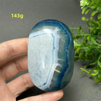 Natural Blue Agate Palm Play Healing Spiritual Meditation Chakra Witchcraft Prayer Energy Feng Shui Home Decor Gift