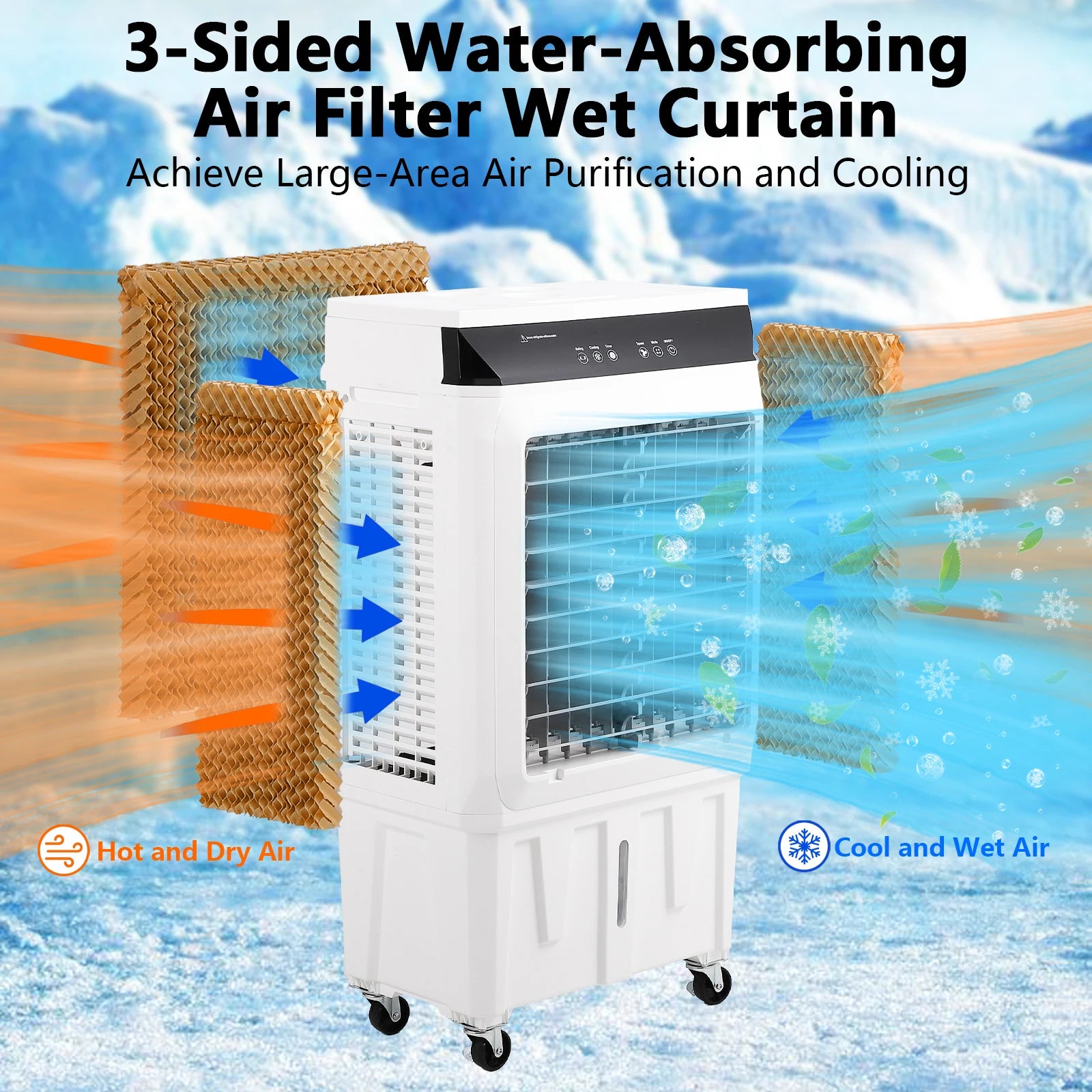 Evaporative Air Cooler, 1800CFM Swamp Cooler with Remote Control and 1
