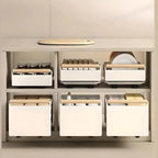 Pull-Out Kitchen Storage Rack - Carbon Steel Dish Rack with Sliding Drawers for Dishes, Cutlery, and Condiment Storage Organizer