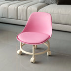 Universal Wheel Small Stool Waterproof Mobile Low Stools with Backrest Removable Seat Cushion Round Stool Household Accessories