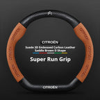 For Citroen C1 C2 C3 C4 C5 C6 VTS Xsara C-Crosser Berlingo Jumpy Carbon fiber Suede Car Steering Wheel Cover Auto Accessories