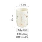 Creative Marbled Gold Plated Mouthwash Cup Couple Toothbrush Holder Bathroom Accessories Ceramic Mouthwash Cup Home Decoration