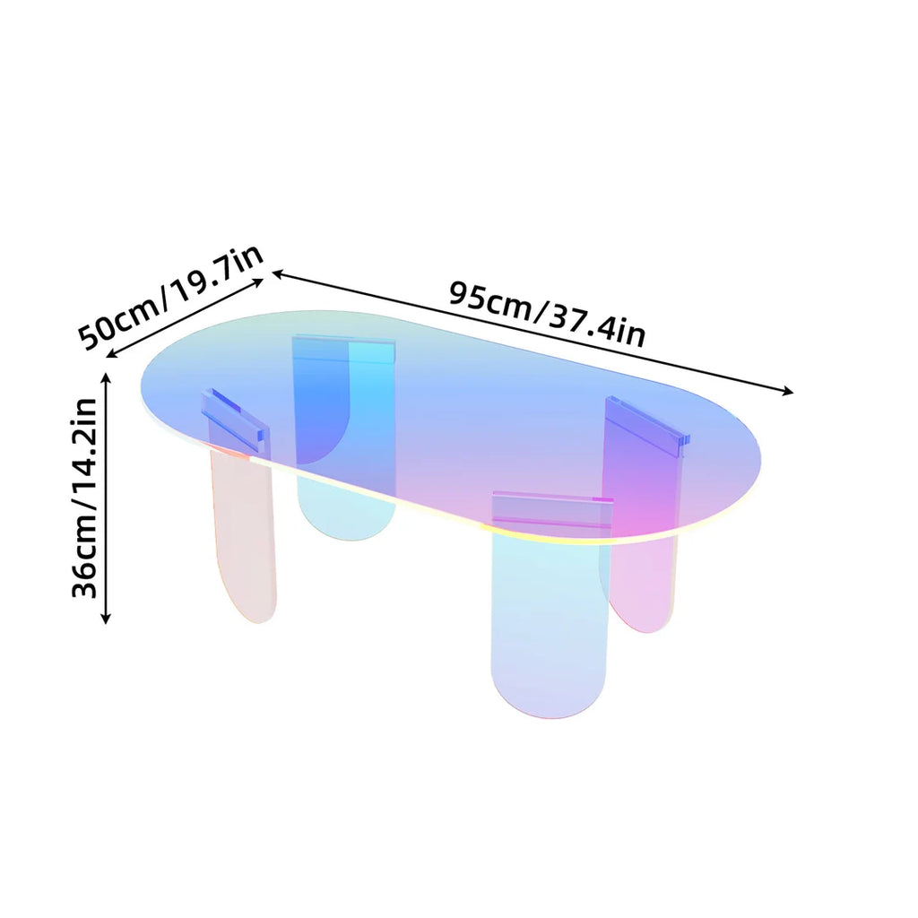 LUVODI Iridescent Clear Acrylic Coffee Table Shatterproof Living Room Sofa Side End Table for Lounger Room, Homes, Offices Decor