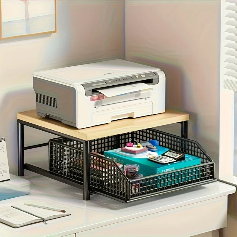 1 black/white kitchen microwave rack storage box drawer space saving countertop storage rack, suitable for appliances, tableware