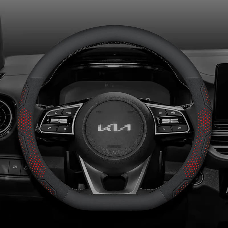 For Kia K5 Sportage Picanto Xceed Rio Cerato Soul Carens Seltos Carbon fiber Suede Car Steering Wheel Cover Auto Accessories