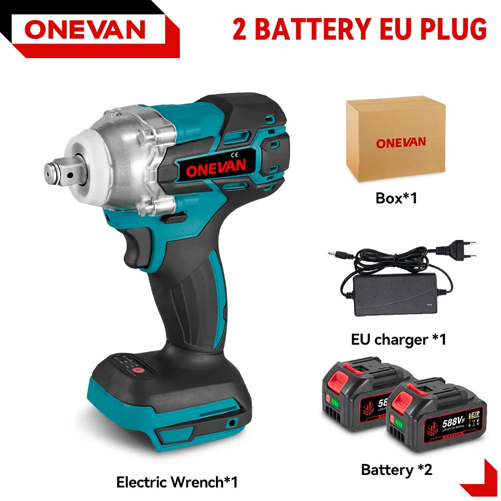 ONEVAN 520N.M Brushless Electric Impact Wrench 1/2 Inch Cordless Wrench Screwdriver Repair Power Tool For Makita 18V Battery Pin