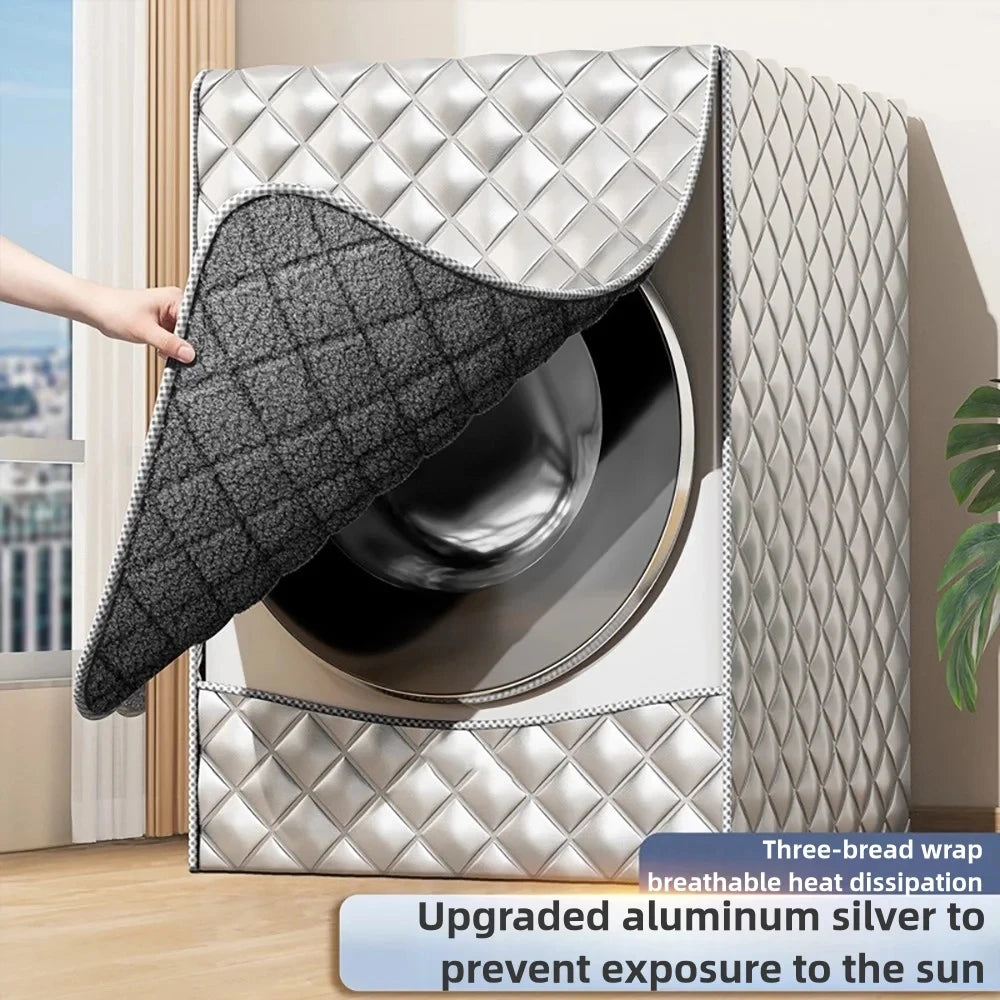 1pc drum washing machine sun protection, heat insulation and waterproof cover dust-proof universal fleece protective cover cloth