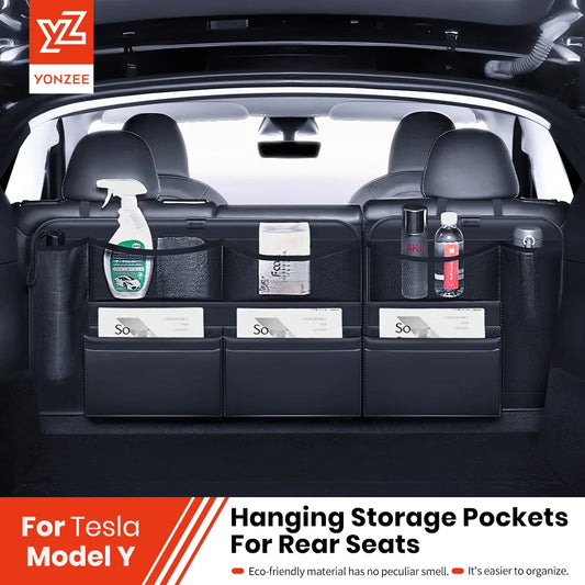 YZ For Tesla 2021-2025 Model Y Juniper Trunk Box Storage Bag Car Accessories Leather Trunk multifunction Backseat Storage
