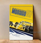 1p,Ayrton Senna Monaco 1987 Race F1 Metal Poster - Collectable Sign - Size:8x12inch