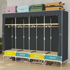 1 Piece of Simple and Modern Wardrobe, with Solid Color Curtain Door Curtain, Slide Rail, Assembly Rental, Economical, Sturdy, Durable, All-Steel Frame, Multi-Interface Fixed Home Storage Wardrobe, Suitable for Bedroom