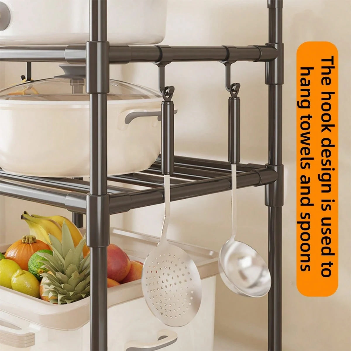 Kitchen Storage Rack - Floor-Standing Multi-Level Shelving Unit - Storage Shelf - Storage Rack