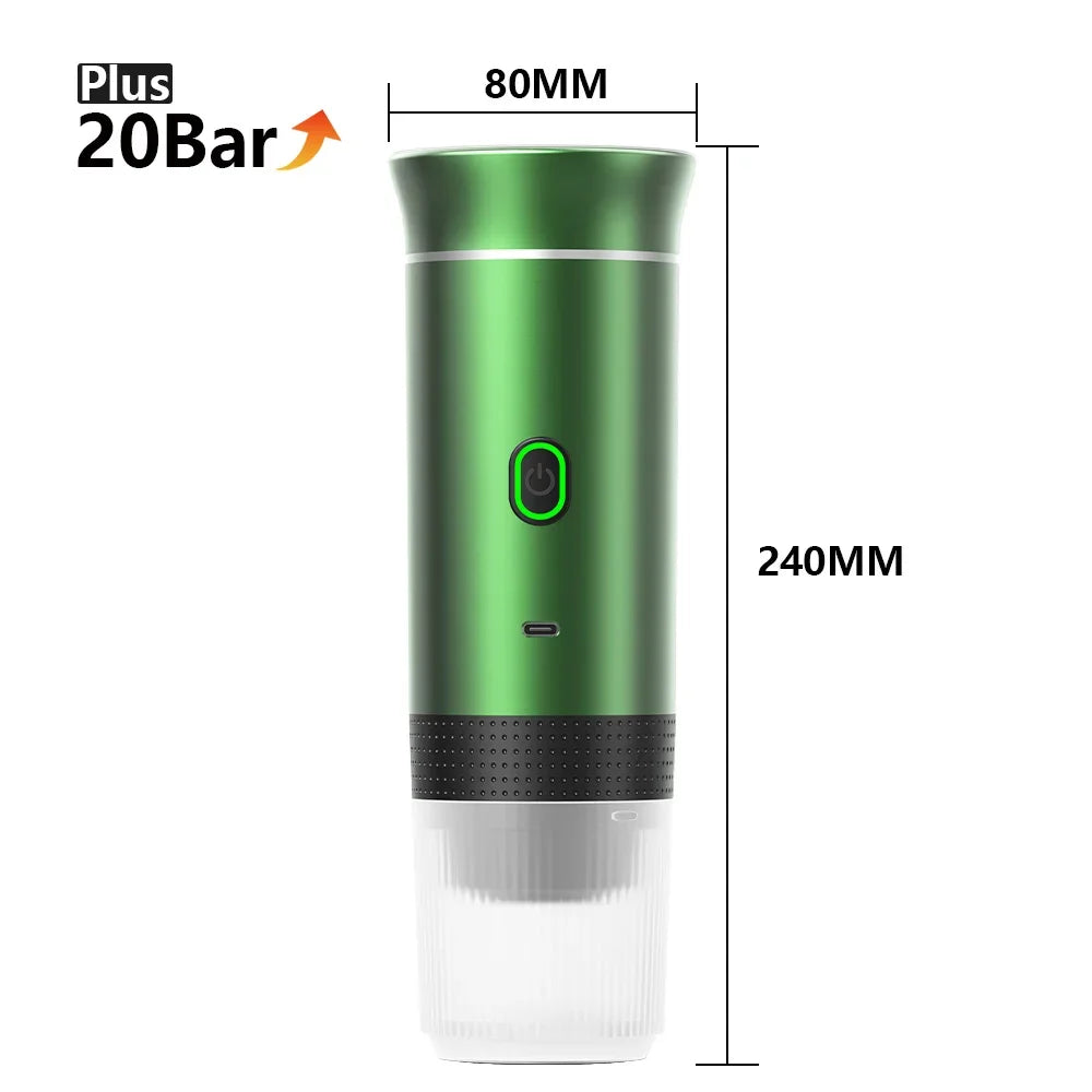 Wireless Electric Portable Espresso Coffee Machine for Car & Home Camping Maker 3-in-1 Capsule Powder Travel Coffee Maker