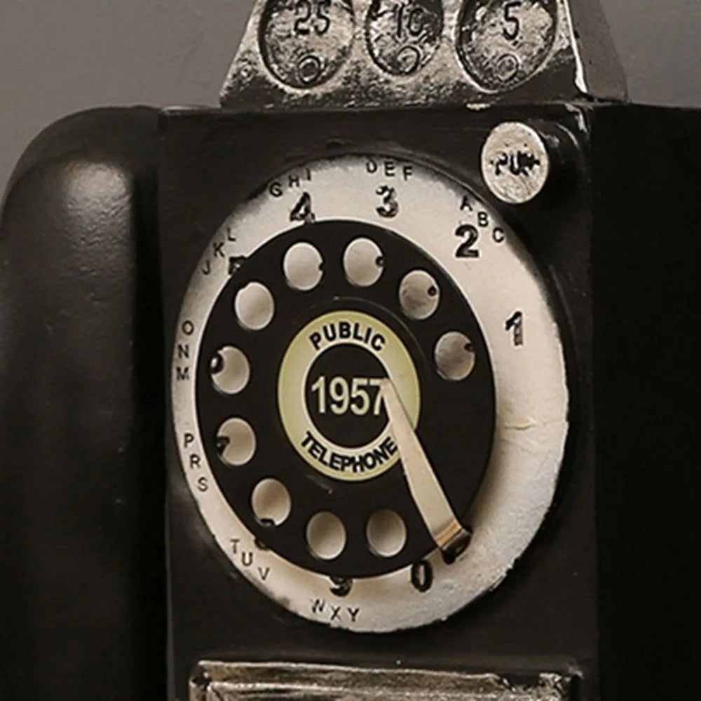 Vintage Wall-Mounted Resin Telephone Booth Figurine with Rotary Dial