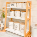 Japanese Minimalist Bamboo Kitchen Spice Rack Multi-Functional Storage Organizer for Tabletop Counter Shelf