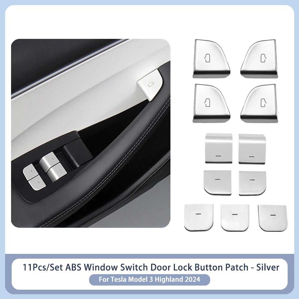 Window Switch Sticker For Tesla Model 3 Highland 2024 Door Handle Open Lift Button Cover Trim Panel ABS Car Interior Accessories