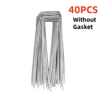 40PCS Garden Pegs U-shaped Ground Pegs Heavy Duty Metal Pins Spikes Ground Staple with 30pcs Buffer Washers for Securing Weed