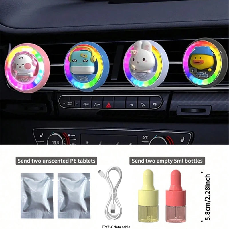 2025 new voice-activated RGB car air outlet aromatherapy car colorful music atmosphere lamp Type-C charging port