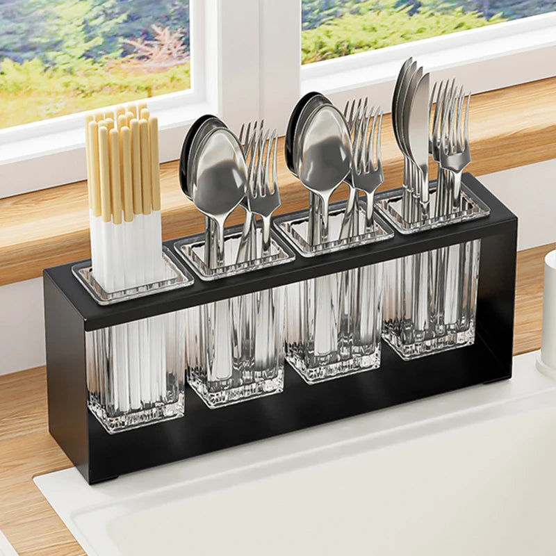 Sink countertop, chopstick cage, multifunctional spoon fork storage rack, tableware drainage rack, storage kitchen utensils